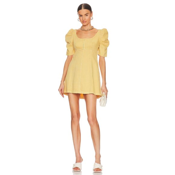 Free People Cheyenne Denim Mini Dress Coastal Cowgirl Princess Romantic Bohemian - Picture 16 of 16